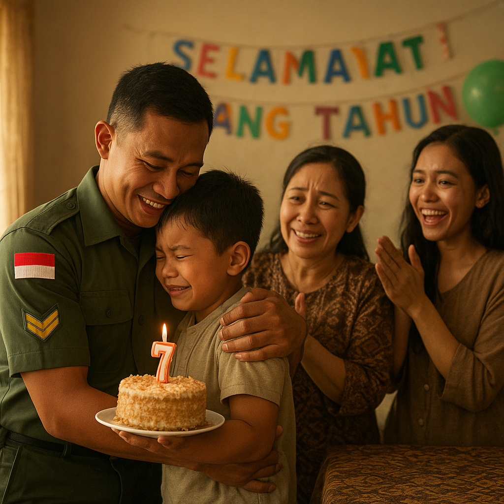 Kepulangan yang Tak Terduga: Prajurit TNI AD Tiba di Rumah Saat Anaknya Ulang Tahun