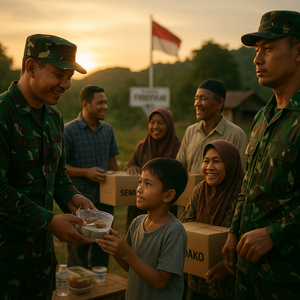 Jelang Ramadan, Satuan TNI di Perbatasan Bagikan Takjil dan Sembako untuk Warga
