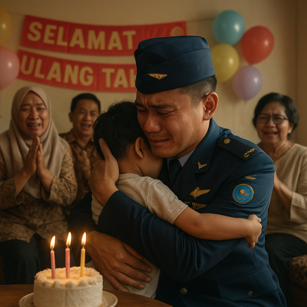 Momen Haru: Prajurit TNI AU Pulang Setelah 1 Tahun Bertugas dan Kejutan untuk Anaknya