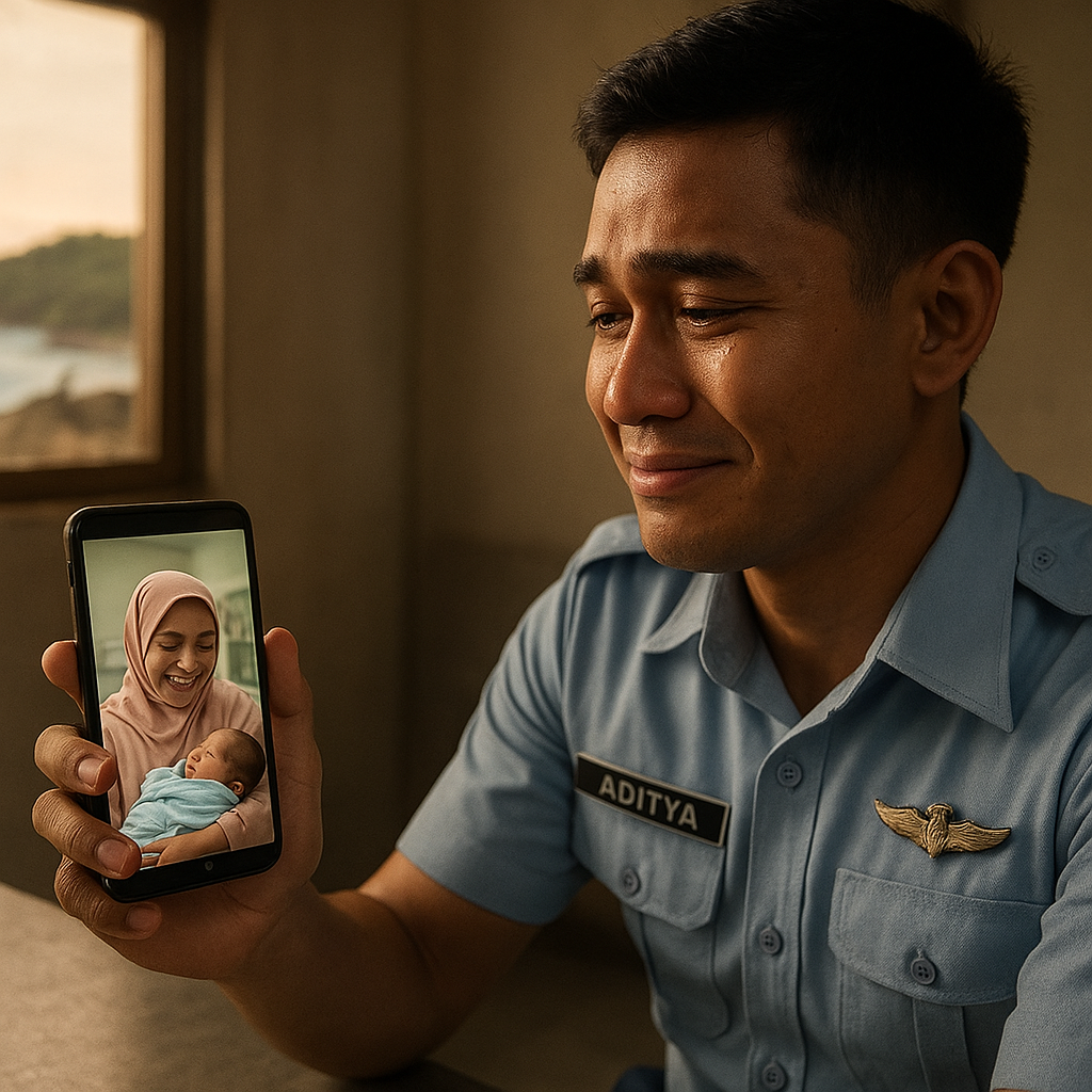 Kisah Haru Prajurit TNI AU yang Jadi Ayah via Video Call dari Pangkalan Terpencil