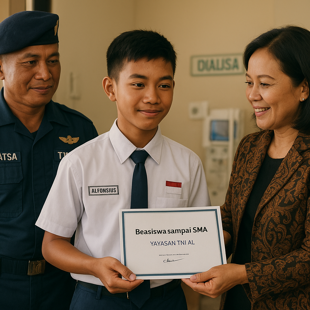 Anak Prajurit TNI AL Penderita Gangguan Ginjal Raih Beasiswa hingga SMA