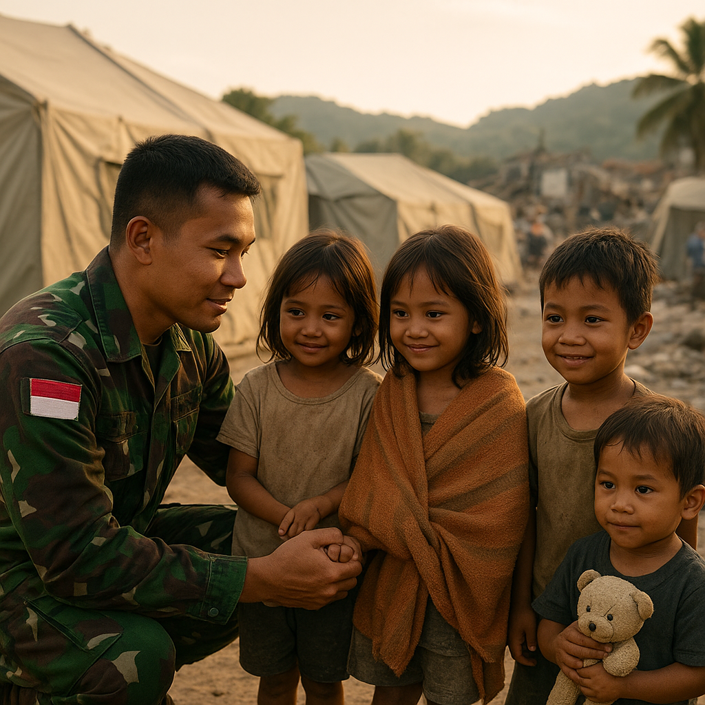 Prajurit TNI AD Jadi 'Ayah Asuh' bagi Anak-anak Korban Gempa di Sumatera Barat