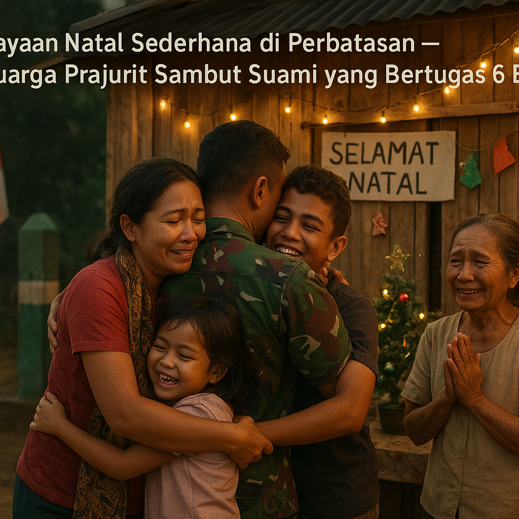 Perayaan Natal Sederhana di Perbatasan, Keluarga Prajurit Sambut Suami yang Bertugas 6 Bulan