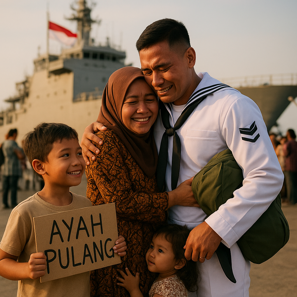 Kisah Reuni Keluarga Prajurit TNI setelah 2 Tahun Terpisah Tugas di Kapal