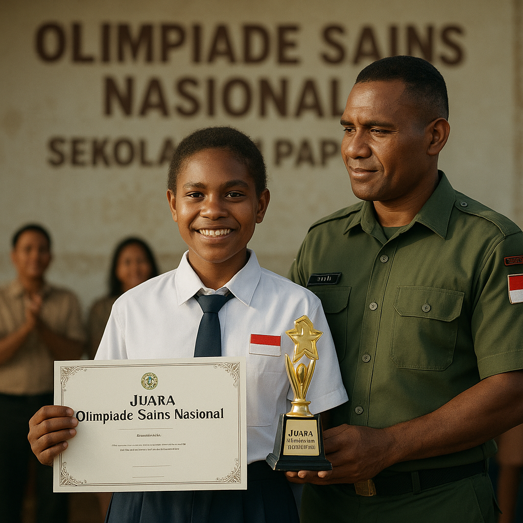 Anak Prajurit TNI AD di Papua Berprestasi di Sekolah, Juara Olimpiade Sains Nasional