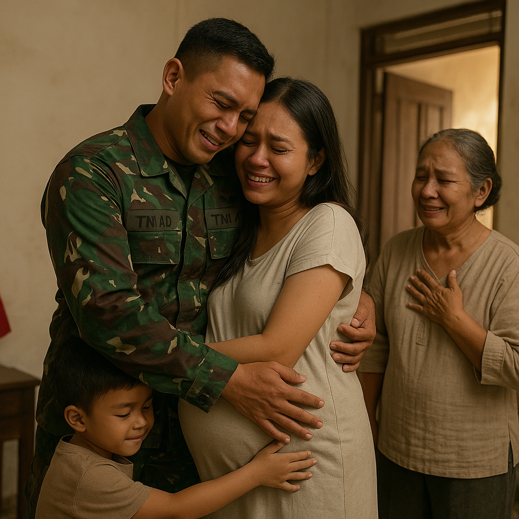 Kejutan Pulang Anak Prajurit TNI AD dari Papua, Sambut Kelahiran Adik Bayi