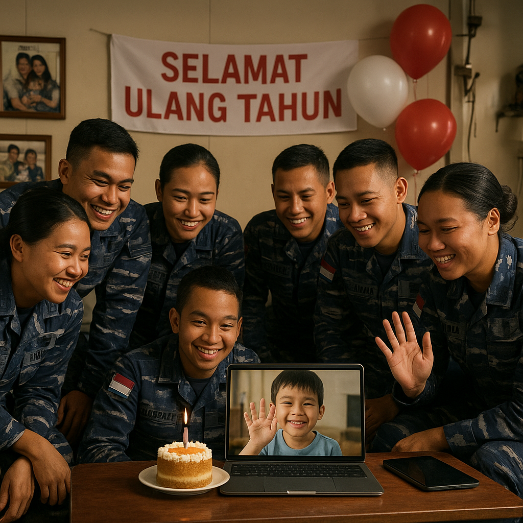 Kejutan Ulang Tahun Virtual: Kompi TNI AL Menyelenggarakan Perayaan Online untuk Anak Prajurit yang Berjauhan