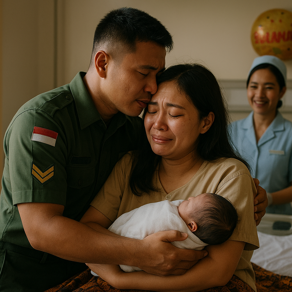 Kejutan Valentine: Prajurit TNI AD Pulang dari Perbatasan, Sambut Kelahiran Anak Pertama