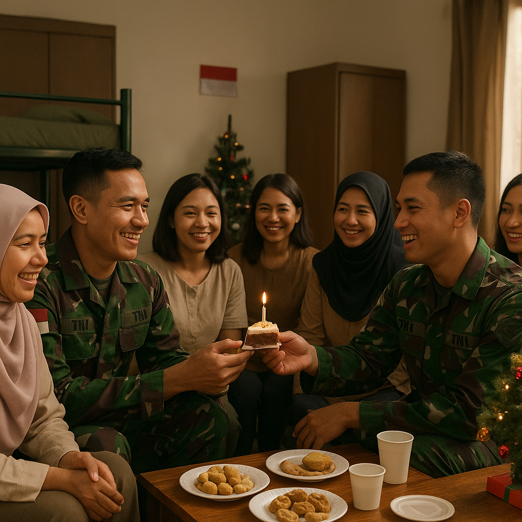 Natal Bersama Keluarga Besar: Prajurit TNI yang Berbeda Agama Rayakan Kebersamaan