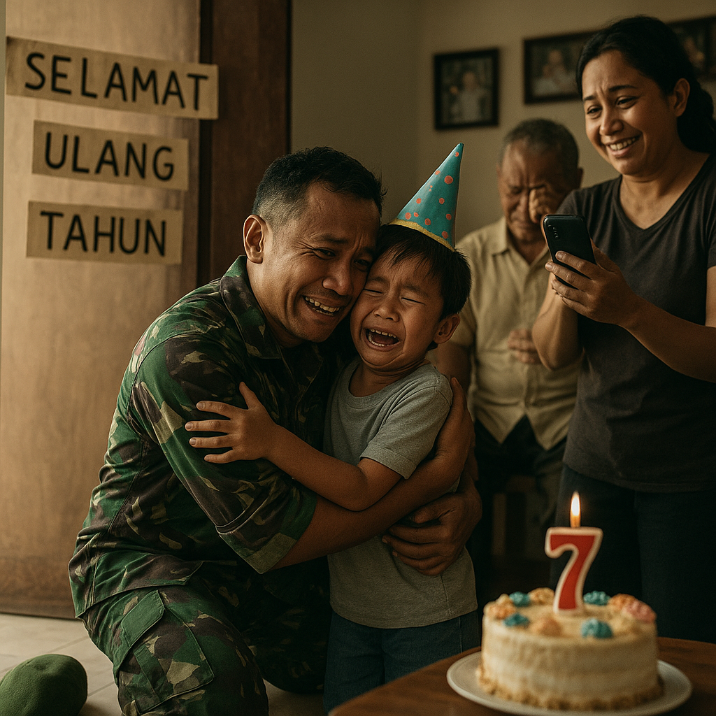 Video Kejutan Pulang Sang Ayah Prajurit yang Sempurnakan Ulang Tahun Anaknya Viral dan Bikin Haru
