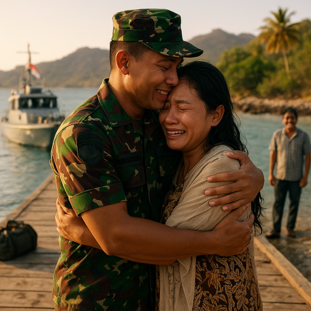 Kisah Istri Letda Sus (Mar) TNI AL Menjemput Suami di Pulau Terluar, Pelukan Penuh Haru Setelah 6 Bulan Berjauhan