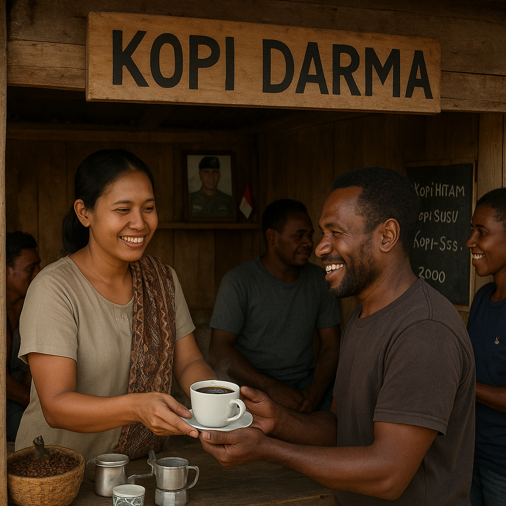Istri Prajurit TNI AD di Papua Buka Warung Kopi, Dukungan Ekonomi untuk Keluarga Sekaligus Tempat Berkumpul Warga