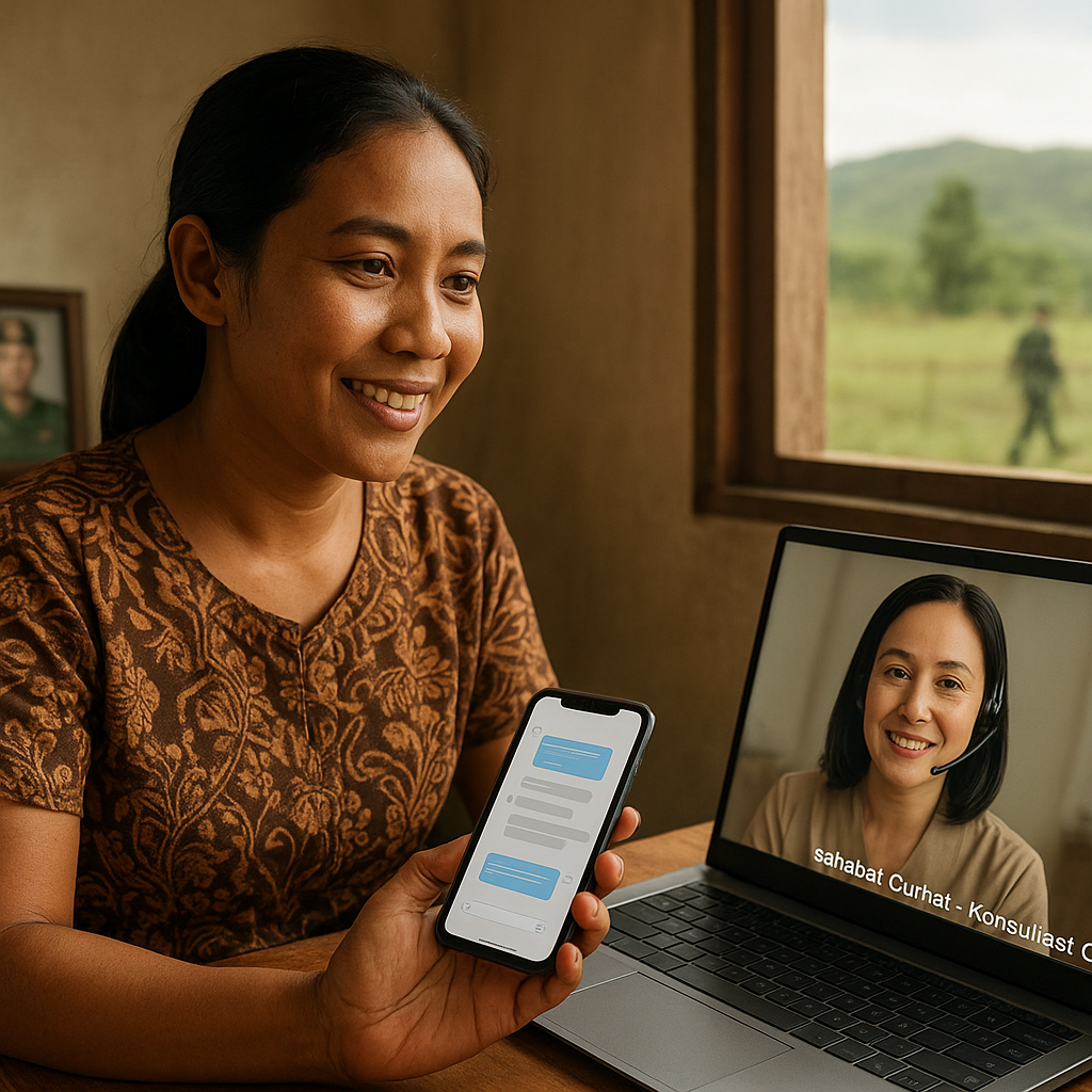 Dukungan Psikologis untuk Istri Prajurit TNI di Perbatasan melalui Program 'Sahabat Curhat' Online