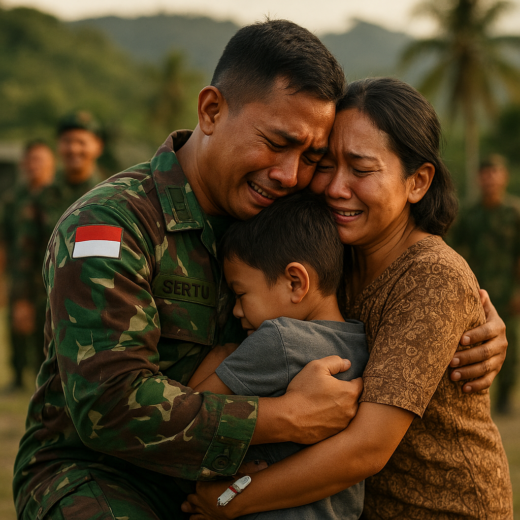 Momen Haru Keluarga Prajurit TNI AD yang Dapat Kejutan Kunjungan Anak dari Medan saat Tugas di Papua