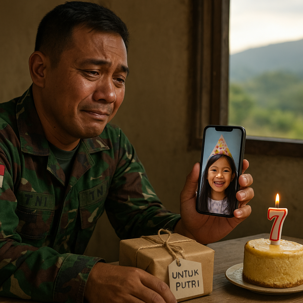 Kejutan Ulang Tahun yang Dibawa oleh Prajurit dari Penugasan Perbatasan untuk Anaknya