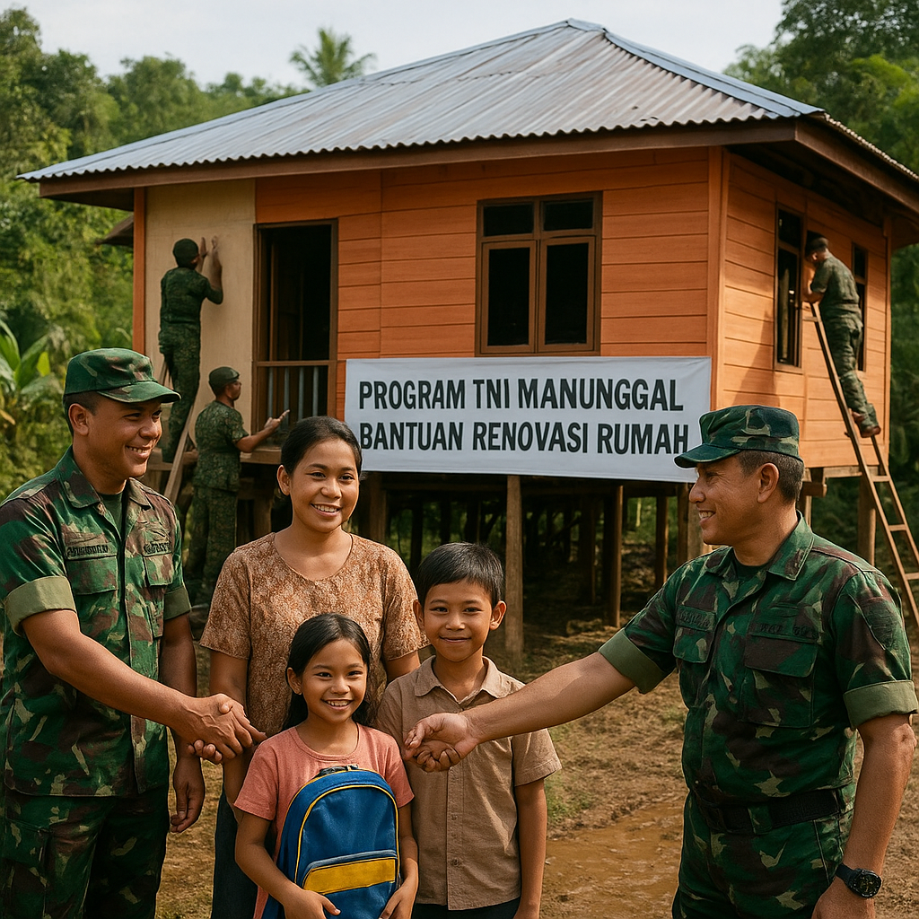 Keluarga Prajurit TNI AD di Daerah Terpencil Mendapat Bantuan Renovasi Rumah dari Program TNI Manunggal