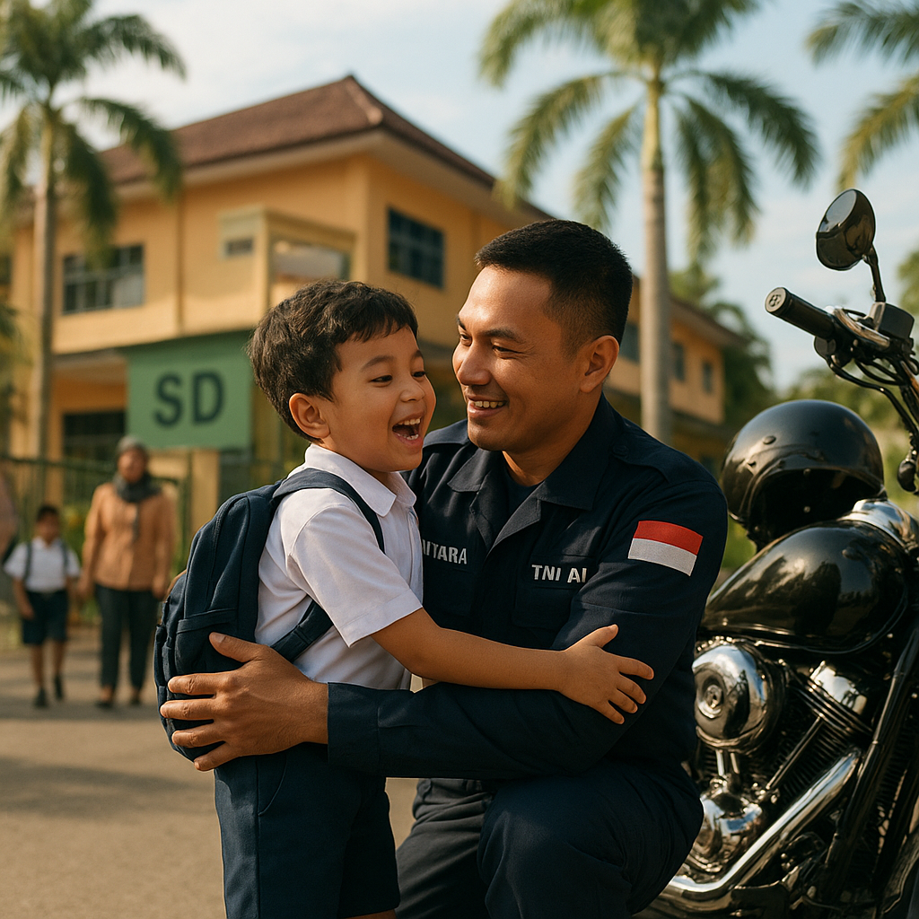 Prajurit Bintara TNI AL Ngantor Naik Moge, Kisahnya Menyentuh Soal Kemesraan pada Anak