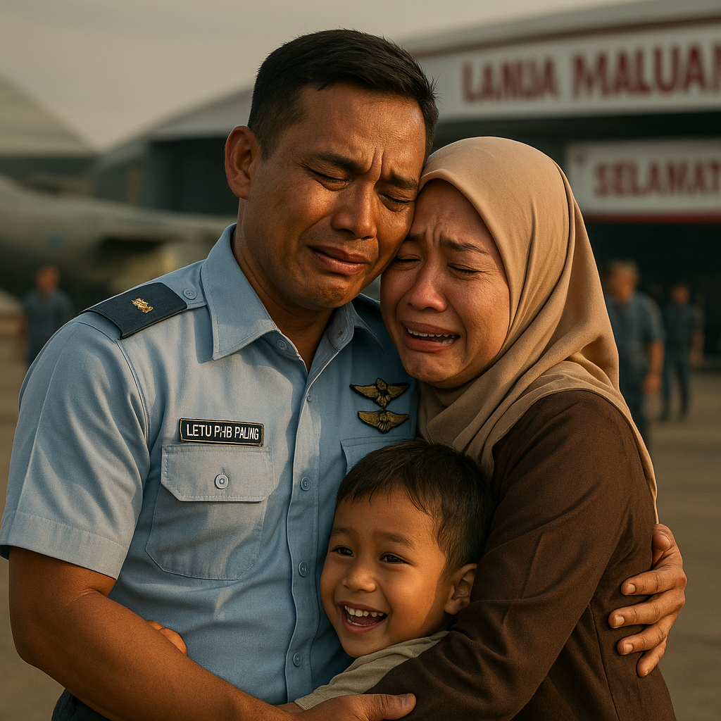 Kejutan Kepulangan, Prajurit TNI AU Disambut Haru Istri dan Anak di Lanud Halim