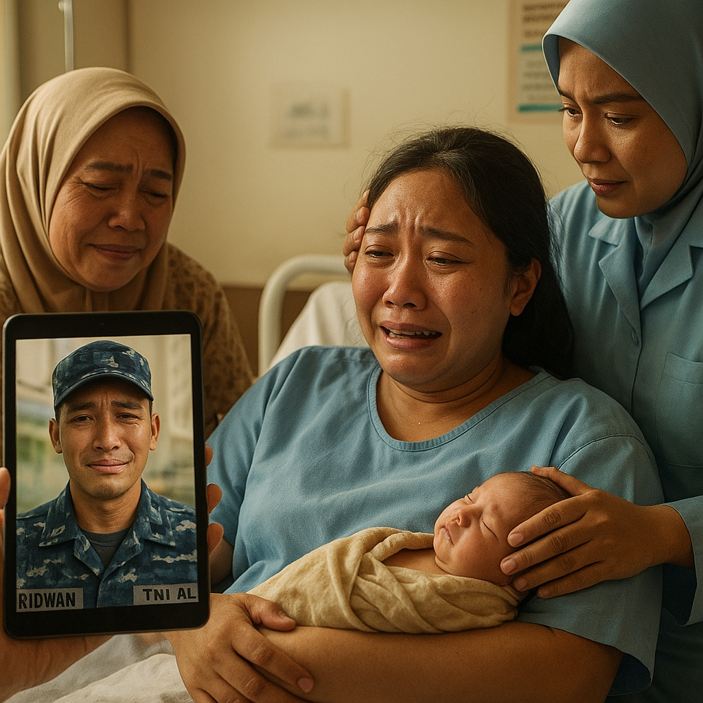 Prajurit TNI AL Dampingi Istri Melahirkan Via Video Call saat Bertugas di Natuna: Tangis Haru Warnai Keluarga Kecil