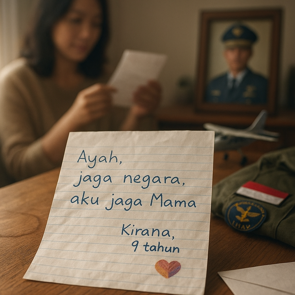 Surat Bocah untuk Ayah Pilot TNI AU yang Bertugas di Papua: 'Ayah Jaga Negara, Aku Jaga Mama'