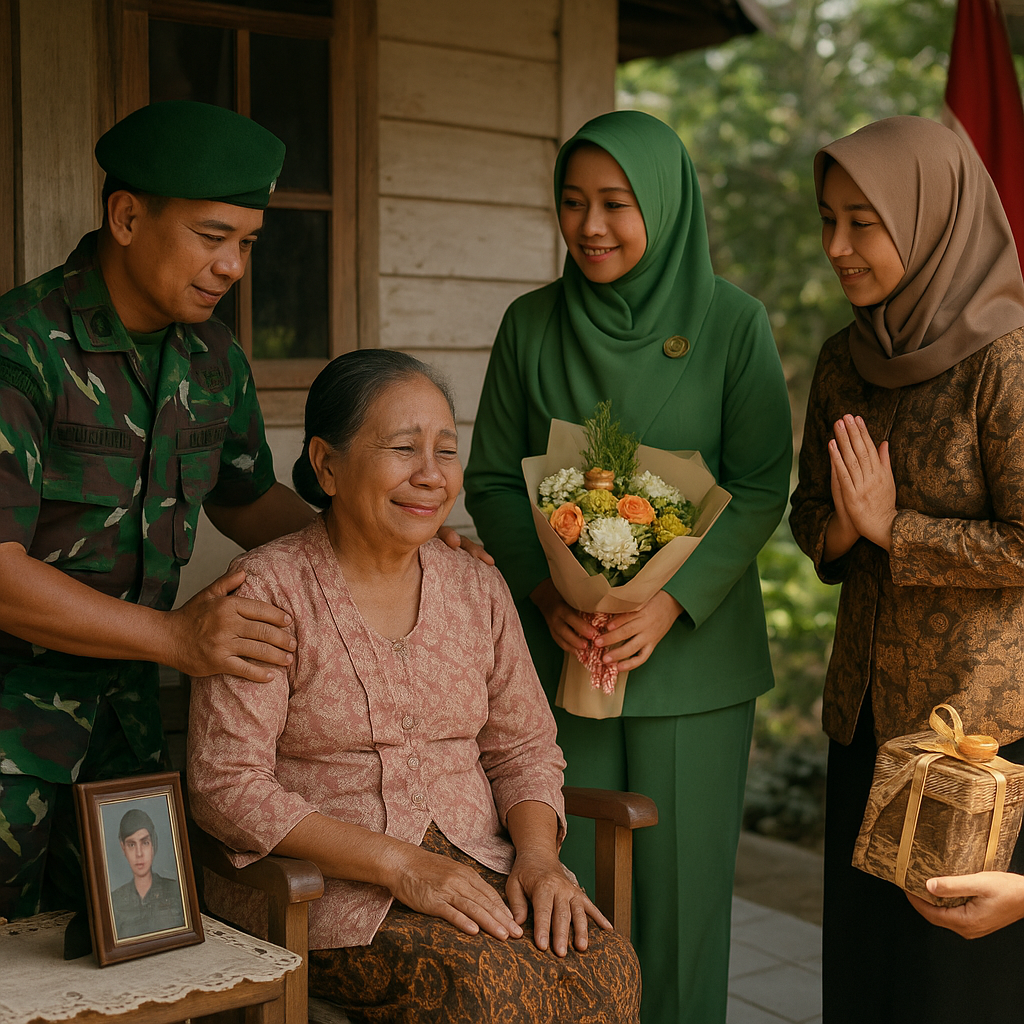 Wujud Kepedulian Persit dan TNI, Danramil Puger Dampingi Anjangsana ke Warakawuri di Mlokorejo