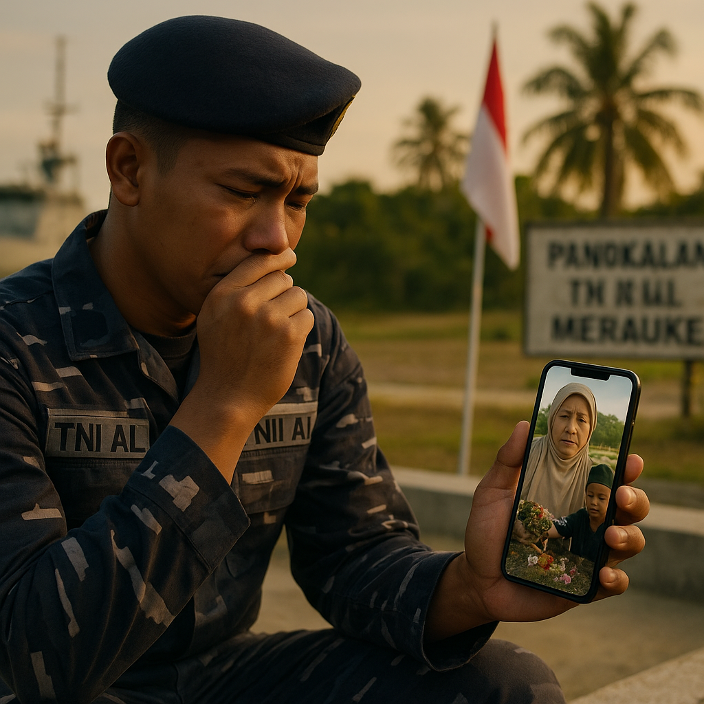 Prajurit TNI AL di Perbatasan RI-PNG Nyekar Makam Ibunda via Video Call: Tangis Haru dan Pengorbanan Jarak Jauh