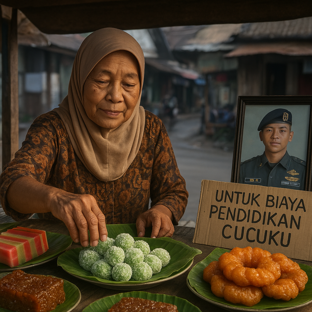 Ibu dari Prajurit TNI AL di Makassar Menjual Kue Traditional untuk Menambah Biaya Pendidikan Anaknya