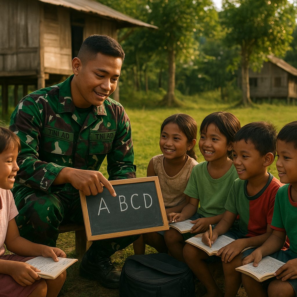 Prajurit TNI AD di Medan Mengajar Anak-anak Desa Membaca Setiap Minggu, "Mereka adalah Generasi penerus"