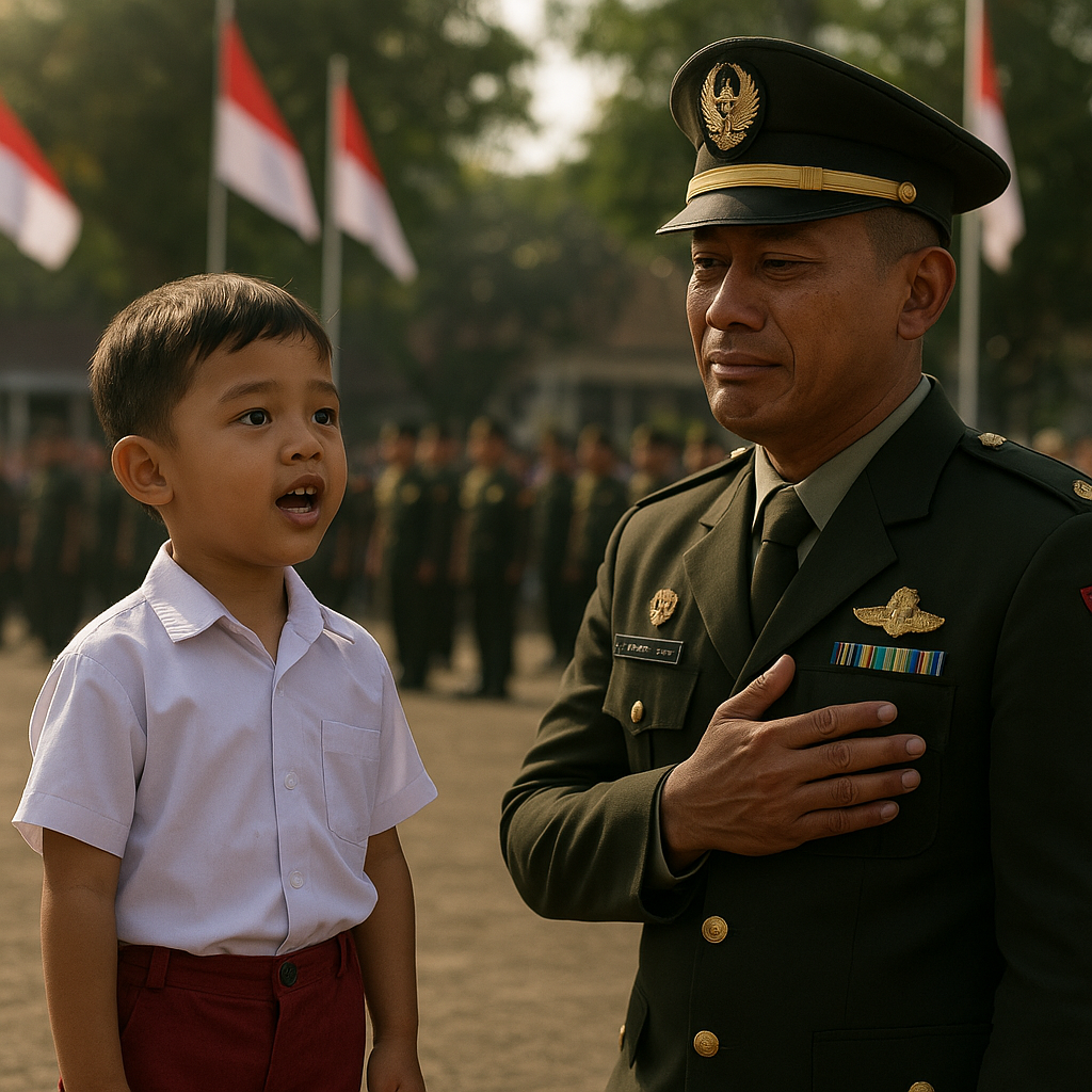 Ayah, Aku Hafal Pancasila! Momen Haru Anak Prajurit di Hari Pahlawan di Depan Ayah yang Bertugas