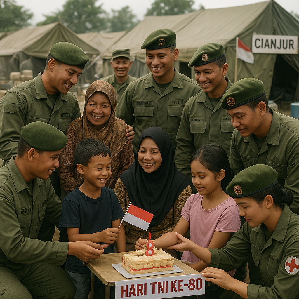 Hari TNI di Pengungsian: Prajurit dan Keluarga Korban Gempa Cianjur Rayakan Harapan
