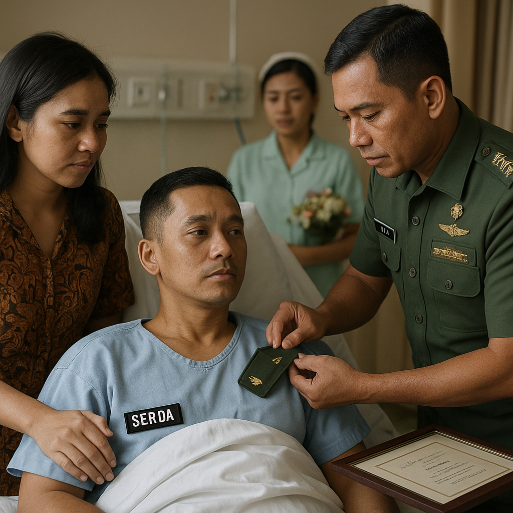 Kenaikan Pangkat di Atas Ranjang Sakit: Sang Istri Setia Merawat Prajurit Lumpuh Akibat Latihan