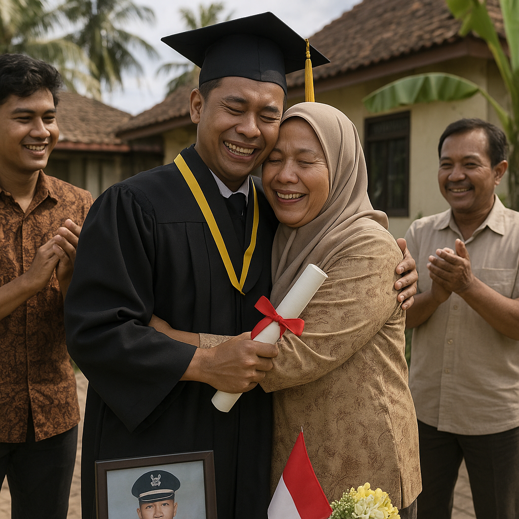 Keluarga Prajurit TNI AU di Makassar Rayakan Kelulusan Anak dengan Upacara Sederhana