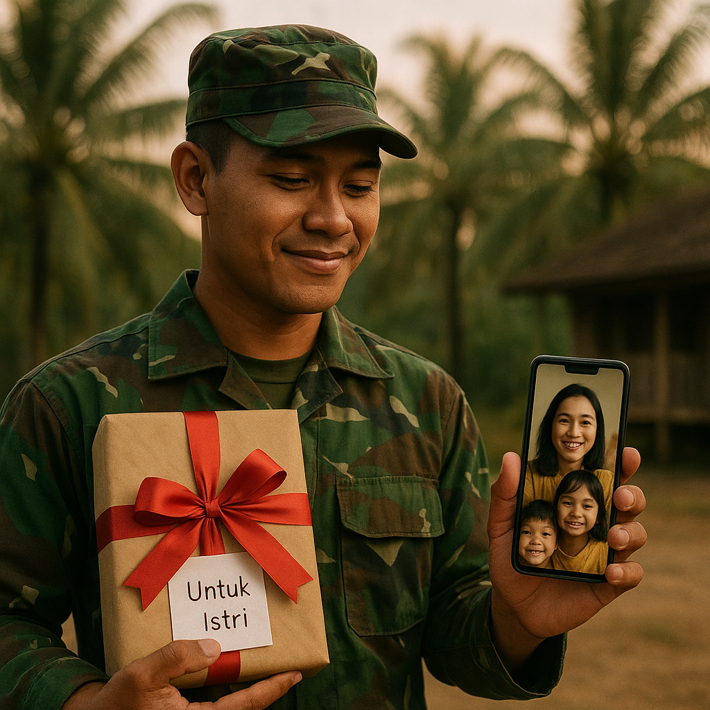 Kejutan Valentine dari Prajurit TNI di Riau untuk Istri yang Jauh