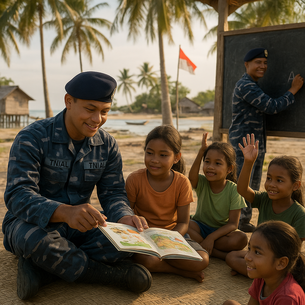 Prajurit TNI AL Membantu Pendidikan Anak-anak di Pulau Terpencil Selama Penugasan