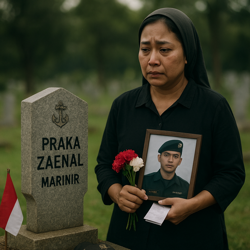 Istri Prajurit Gugur Mengenang Pesan Terakhir Suami di Makam