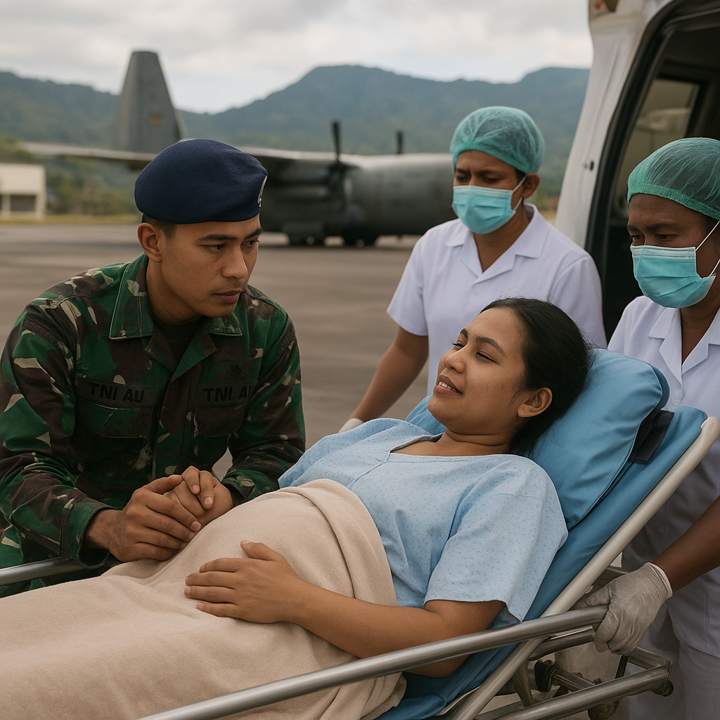 Istri Prajurit TNI AU Dievakuasi ke Jayapura, Suami Tiba untuk Kelahiran Anak Pertama