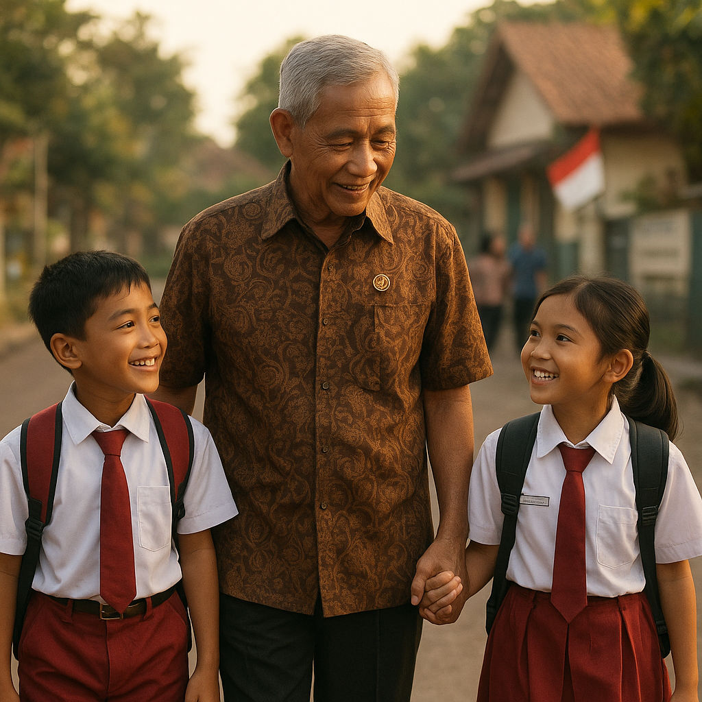 Kakek Purnawirawan TNI yang Setia Antar Jemput Cucunya ke Sekolah Setiap Hari