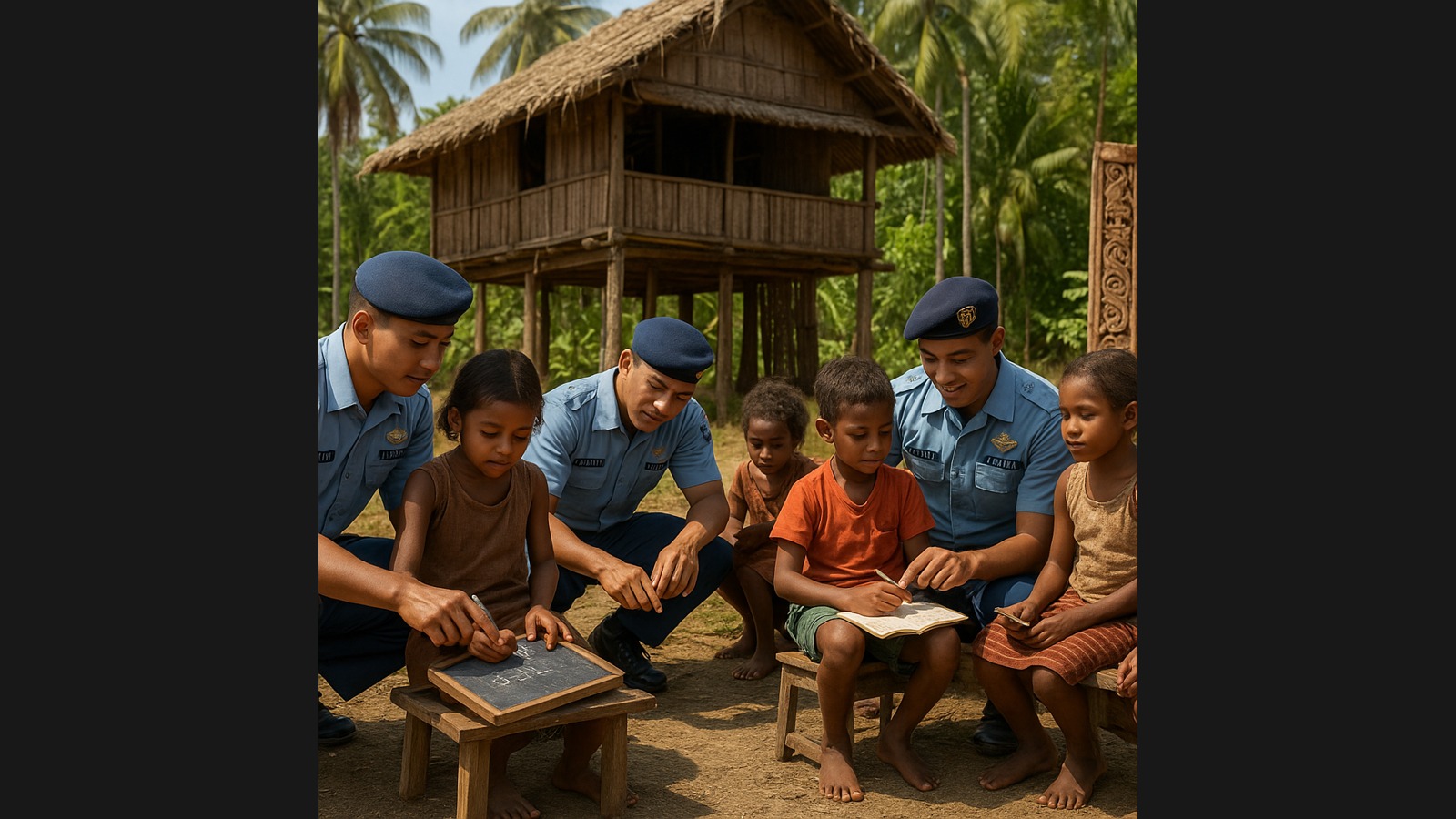 Prajurit TNI AU di Papua Jadi Guru Sukarela bagi Anak-anak Suku Asmat